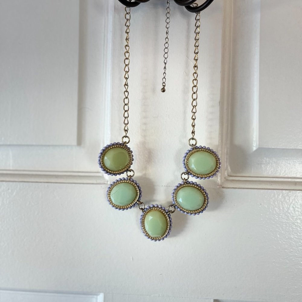 Francescas Statement Necklace- turquoise Stones with gold & lavender accents - Picture 6 of 14